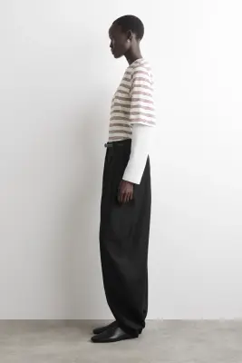T-SHIRT EN COTON - BLANC / ROUGE / RAYURES — photo 2