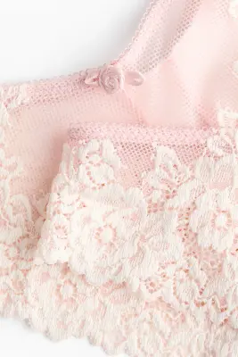 Lot de 2 culottes Brazilian en dentelle - Rose poudré/crème — photo 4