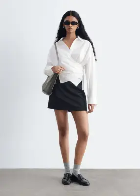 Chemise en coton à taille ceinturée - Blanc — photo 1