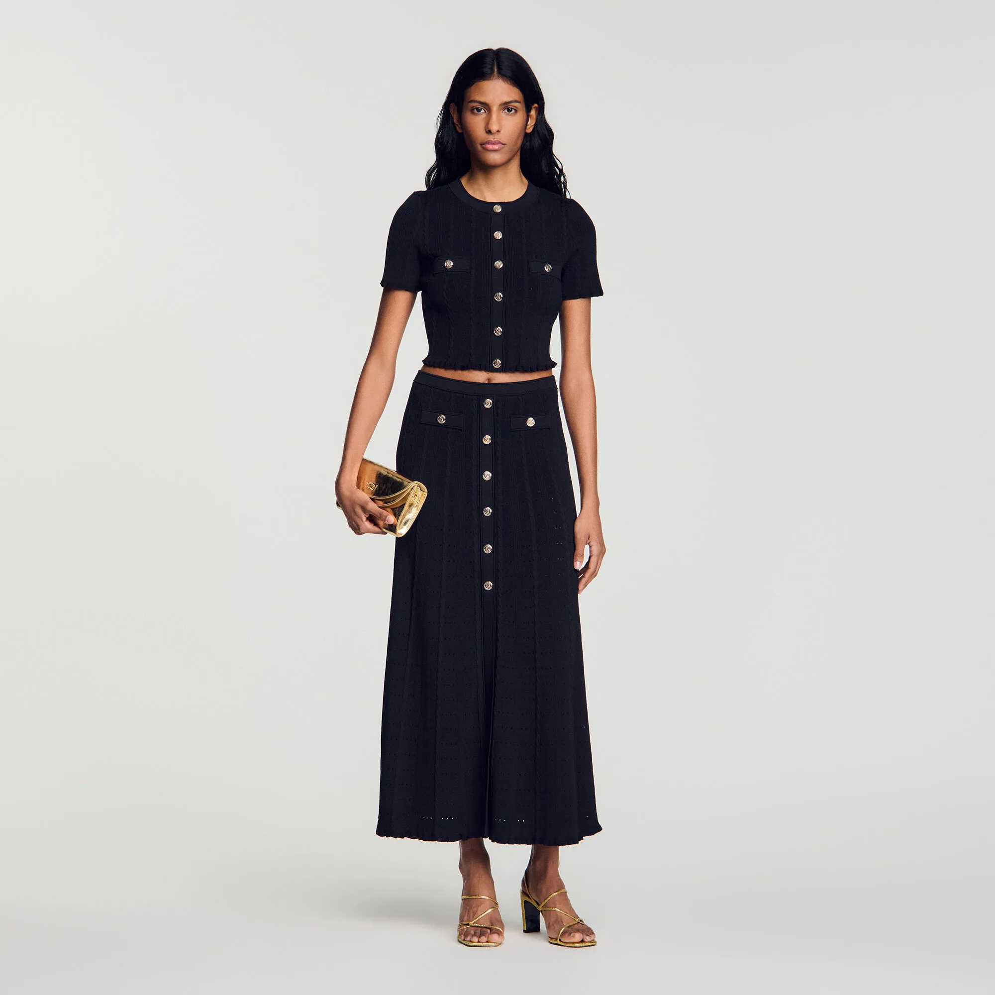 Cardigan court en maille pointelle