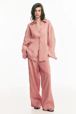 Chemise oversize en lin - Rose ancien — photo 2
