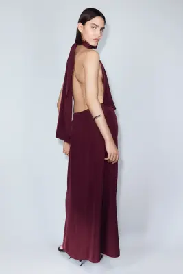 Robe caftan à manches cape - Bordeaux — photo 5