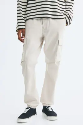 Pantalon cargo Slim Fit - Beige clair — photo 1