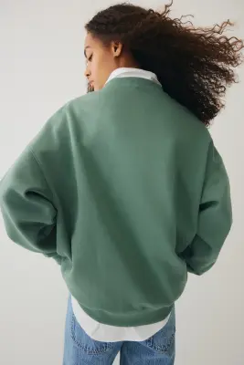 Sweat oversize avec encolure en V - Vert ancien/A.T.H.L — photo 3