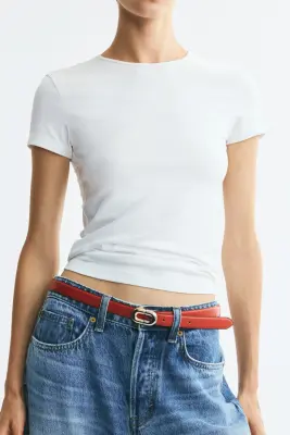 T-shirt ajusté en coton Supima® - Blanc — photo 1