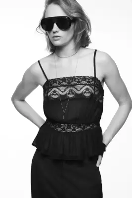 Top à bretelles fines avec dentelle - Noir — photo 2