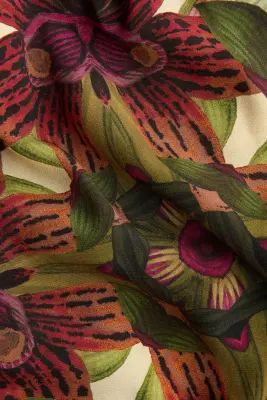 Robe à motif avec base en pointe - Orange vif/fleuri — photo 4