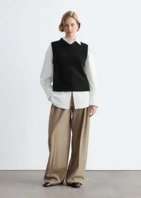 Débardeur en maille de laine et de coton - Noir — photo 1