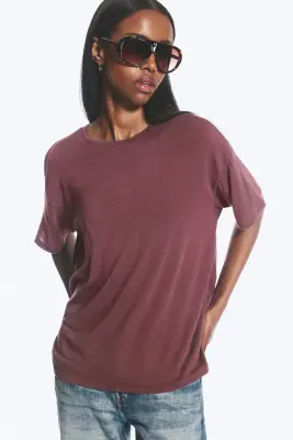 T-shirt carré décontracté transparent - Lilas foncé — photo 1
