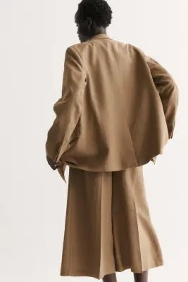 Jupe-culotte chic en lin mélangé - Beige — photo 2