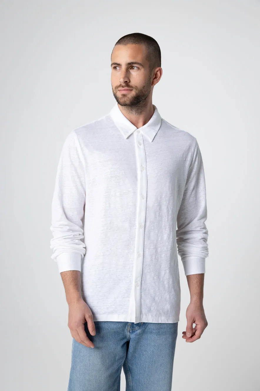 Chemise Blanche Manches Longues en Lin / Elasthanne