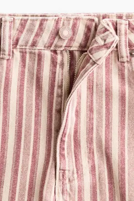 Cotton denim shorts - Beige clair/rayé — photo 3