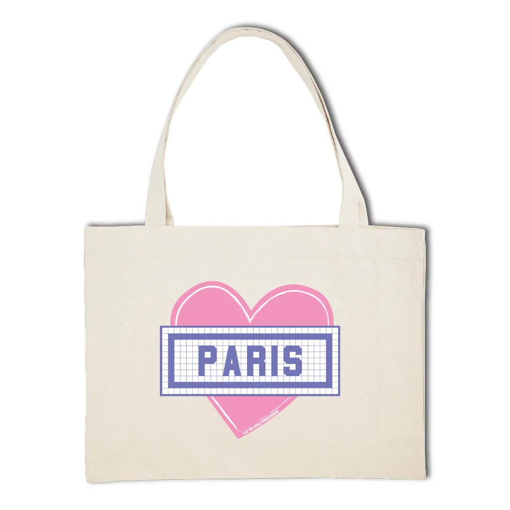 SAC SHOPPING IMPRIMÉ - COEUR PARIS - ÉCRU