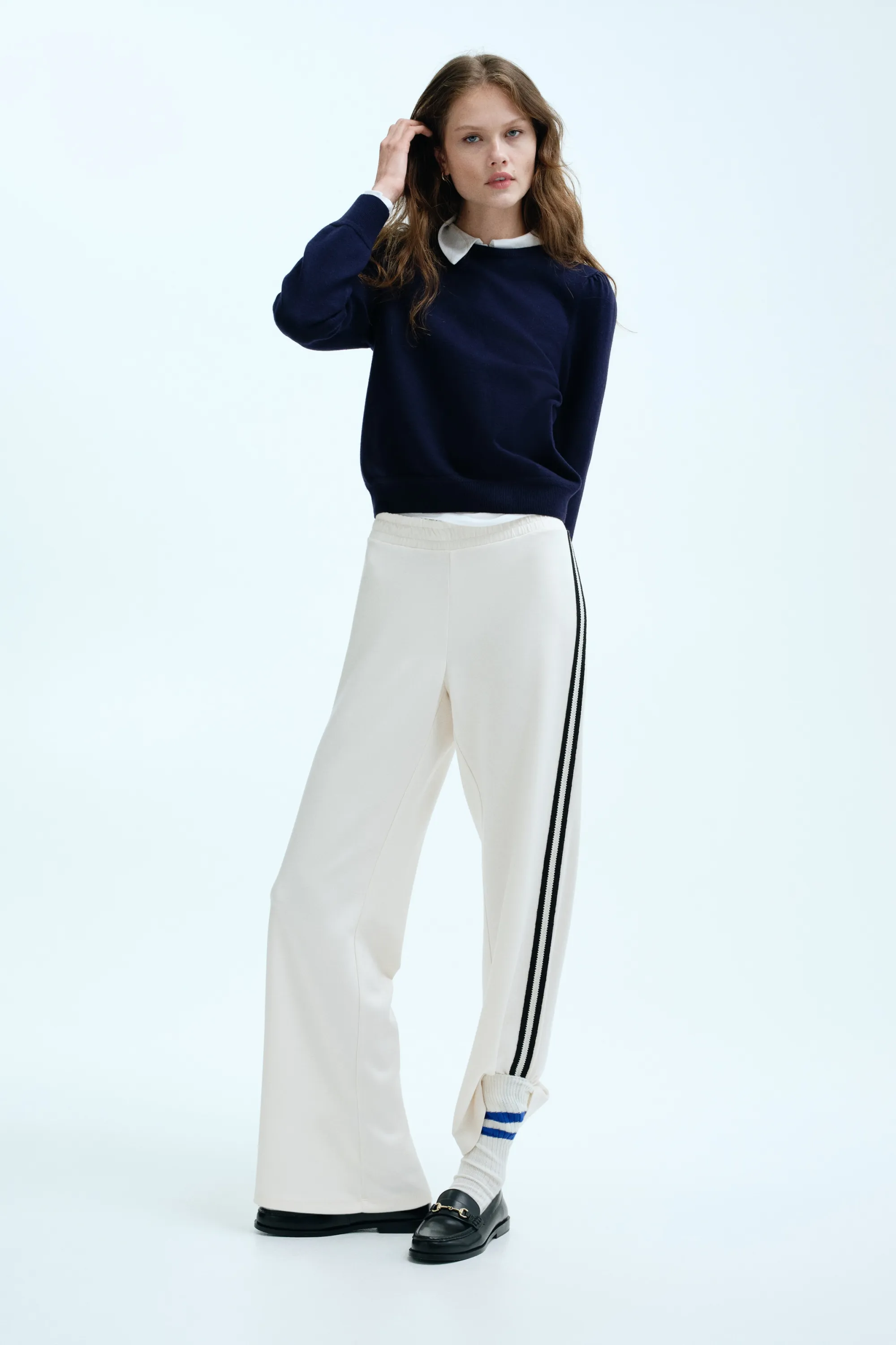 Pull à manches bouffantes - Bleu marine