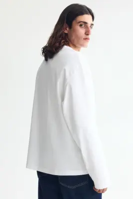T-shirt à manches longues Oversized Fit en jersey - Blanc — photo 2