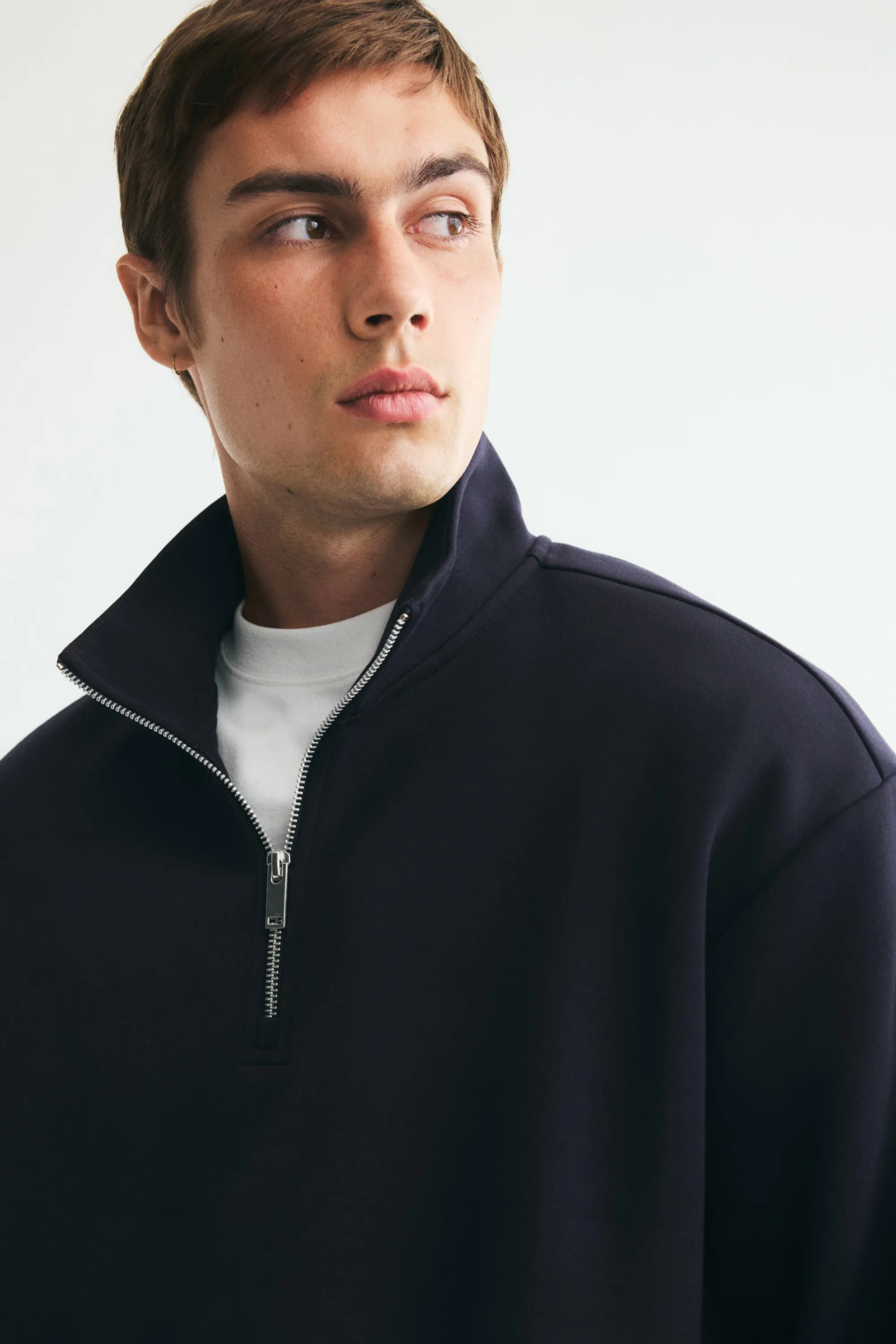 Sweat Relaxed Fit avec col zippé - Bleu marine