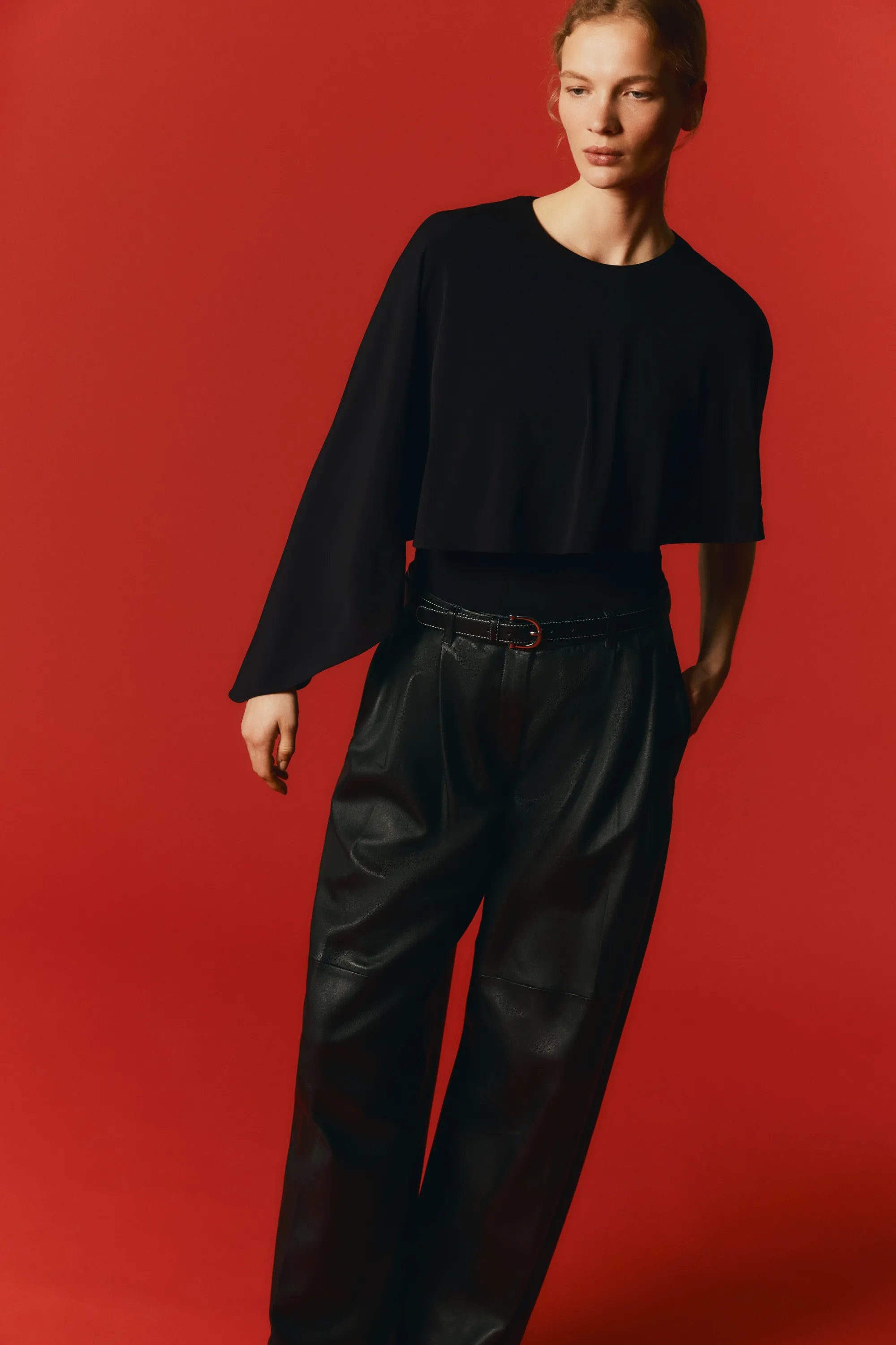Top avec détail façon cape - Noir