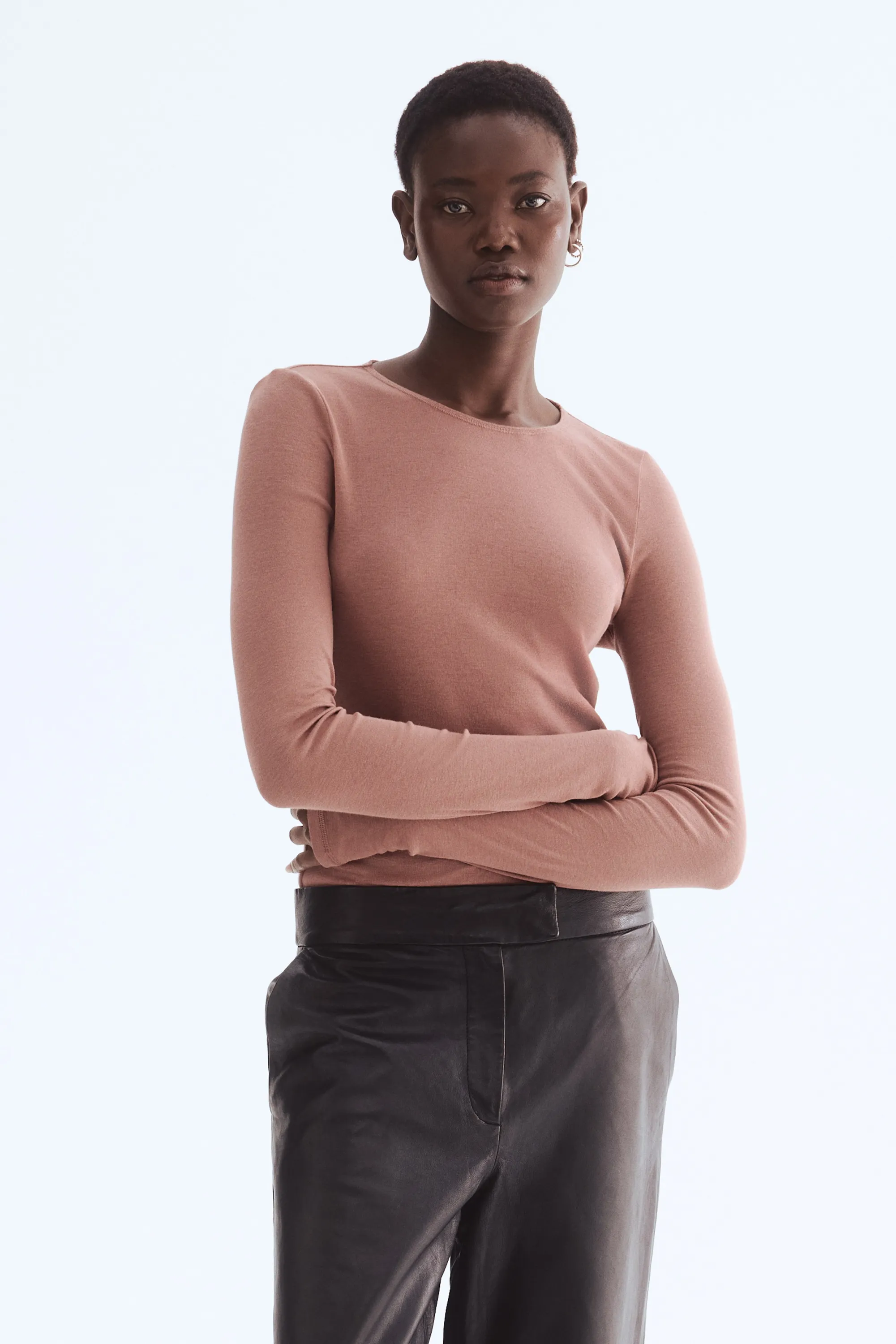 Top en coton pima - Rose ancien