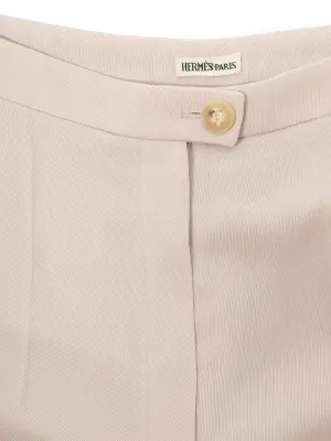 Pantalon taille haute jambes évasées en crêpe beige gris perle Prix boutique 1200€ Taille 36/38 — photo 2