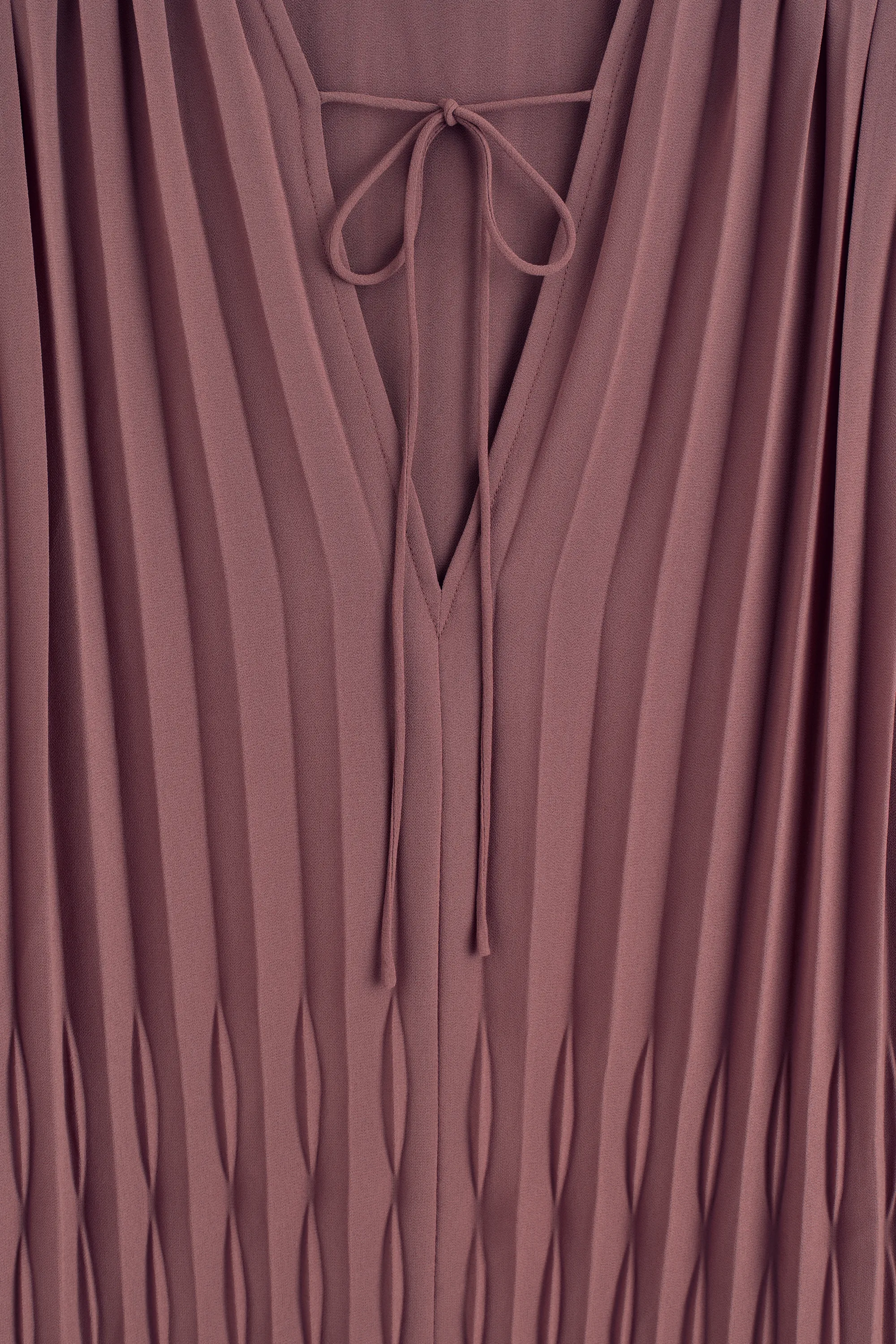 BLOUSE PLISSÉE EN GEORGETTE ENCOLURE À NOUER - ROUILLE