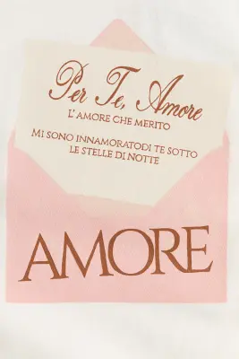 T-shirt imprimé en coton - Crème/Amore — photo 3