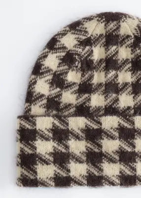 Bonnet en mohair mélangé - Beige/Pied-de-poule — photo 1
