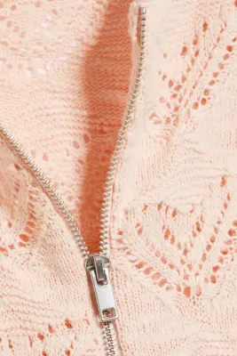 Cardigan zippé en maille - Pêche poudré clair — photo 3