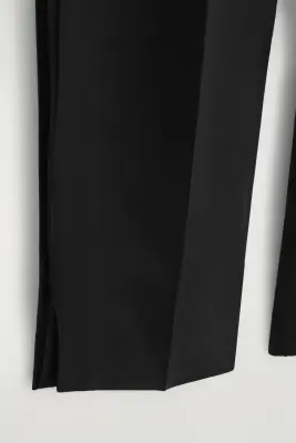 PANTALON DROIT À PANNEAU PLISSÉ - NOIR — photo 3