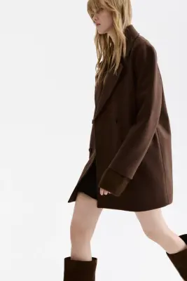 Manteau à fermeture croisée - Marron foncé — photo 3