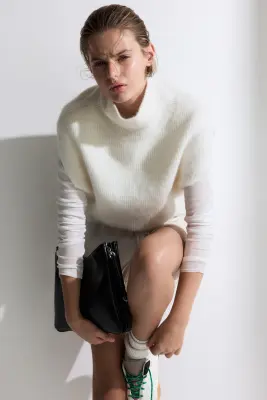 Pull sans manches avec col cheminée - Crème — photo 1