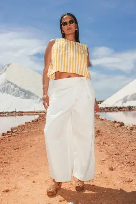 Pantalon large en toile — photo 2
