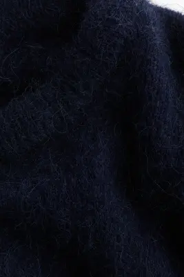 Pull oversize en alpaga mélangé - Bleu marine — photo 4
