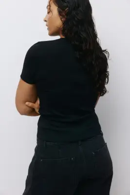 T-shirt en coton - Noir — photo 3