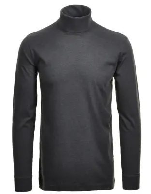 RAGMAN COL ROULE GRANDE LONGUEUR COTON Anthracite — photo 2