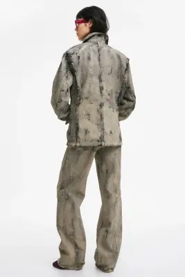 Veste en denim à effet peint - Gris — photo 2