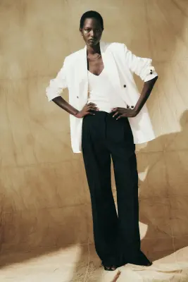 Blazer en lin mélangé - Crème — photo 1