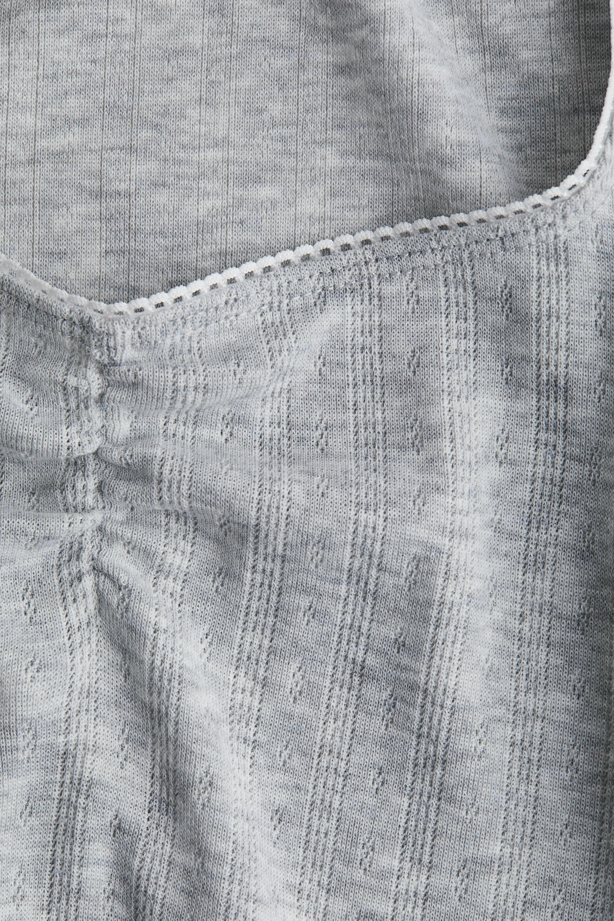T-shirt à bord picots - Gris clair chiné