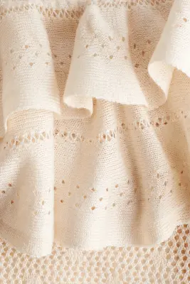 Top volanté en maille pointelle - Beige clair — photo 2