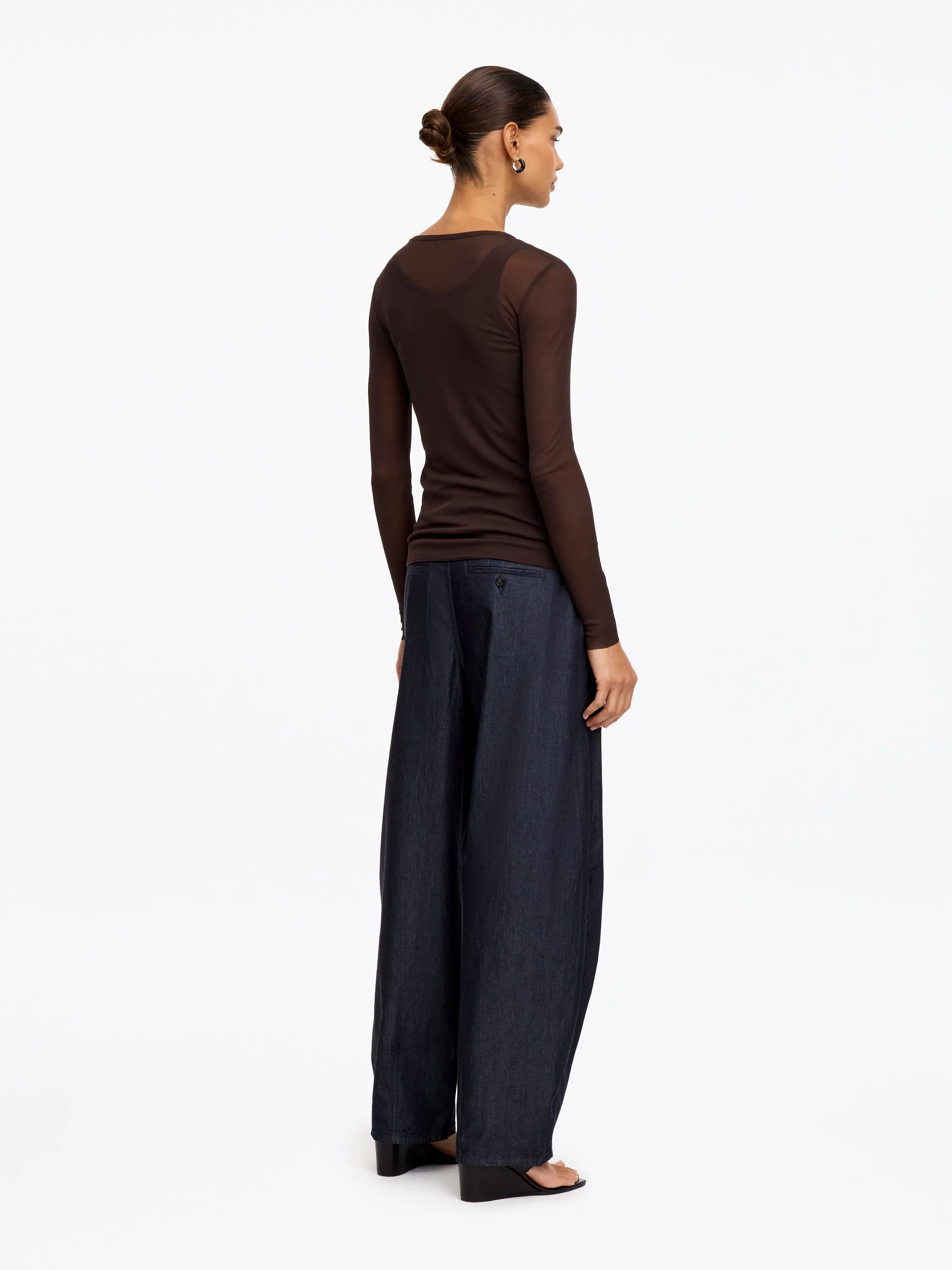 Slim Silk Top - Marron