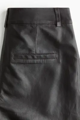 Pantalon chic en cuir - Marron foncé — photo 5
