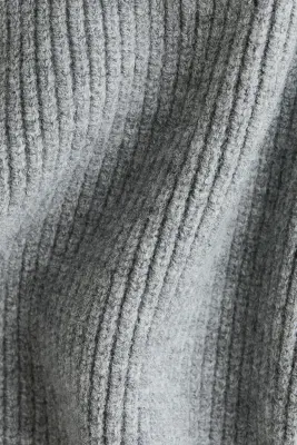 Pull à capuche en maille côtelée - Gris chiné — photo 4