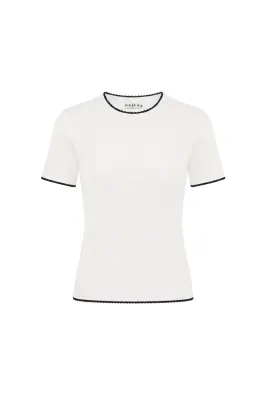 Noel Silk Top - White with black — photo 5