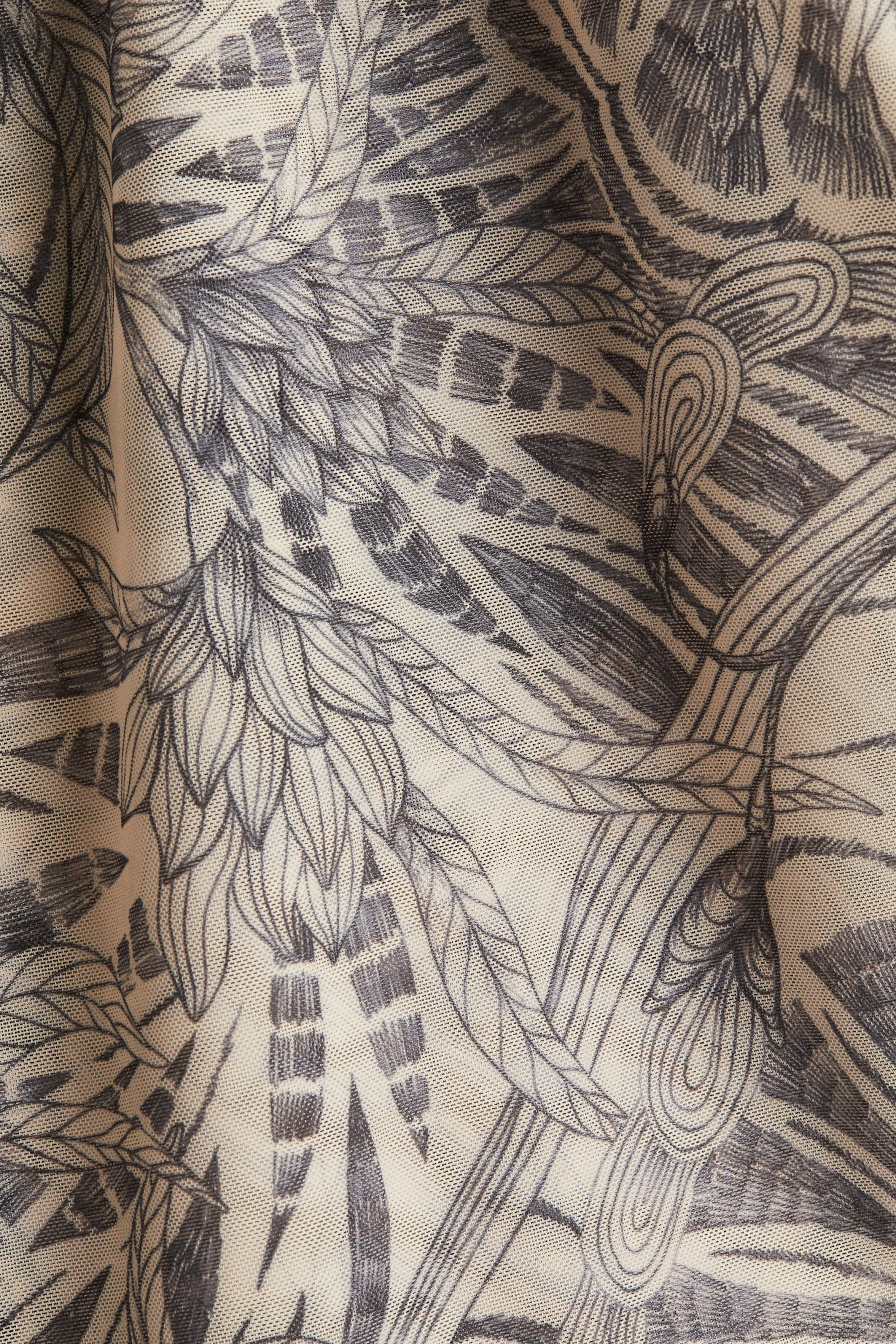 Jupe asymétrique en mesh - Beige clair/motif
