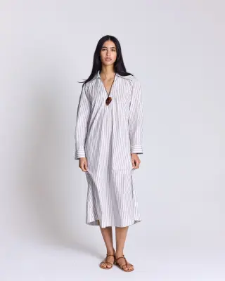 Robe Segolene rayures rouge fond blanc — photo 1