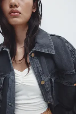 Veste oversize en denim - Gris denim — photo 1