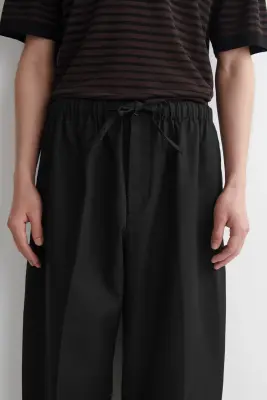 PANTALON BARREL DÉCONTRACTÉ TAILLE AJUSTABLE - NOIR — photo 3
