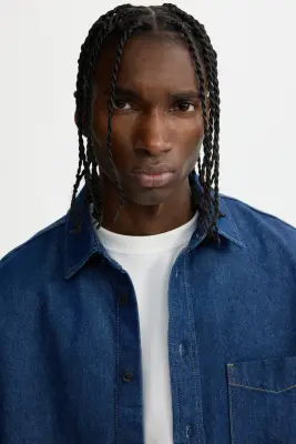 Chemise Loose Fit en denim - Bleu denim foncé — photo 1