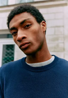 Le pull texturé - Bleu Marine — photo 3