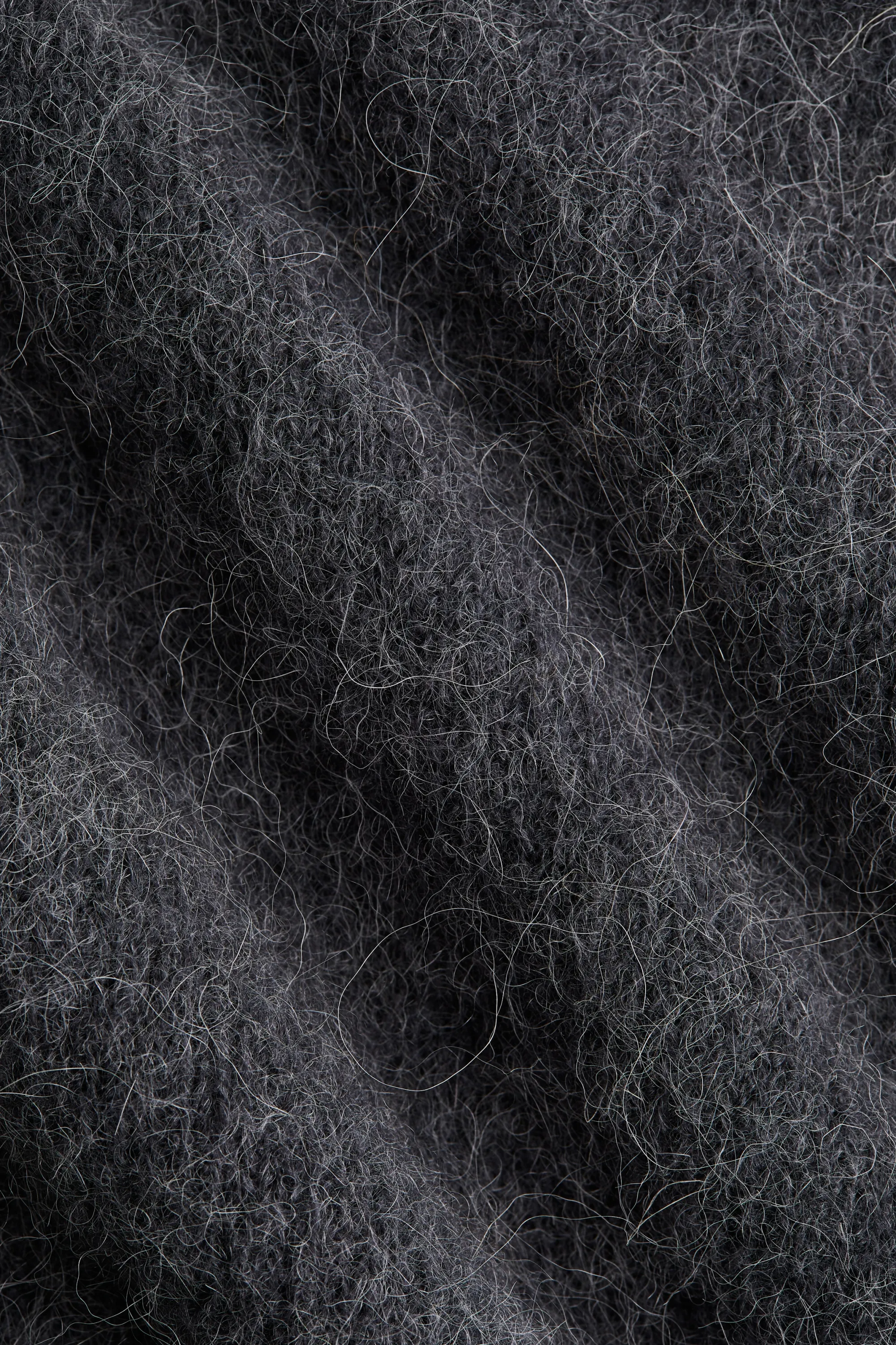 Pull péplum en alpaga mélangé - Gris foncé