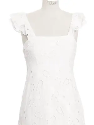 Robe longue en coton à oeillet blanc bretelles à volants Prix boutique 340€ Taille S — photo 4